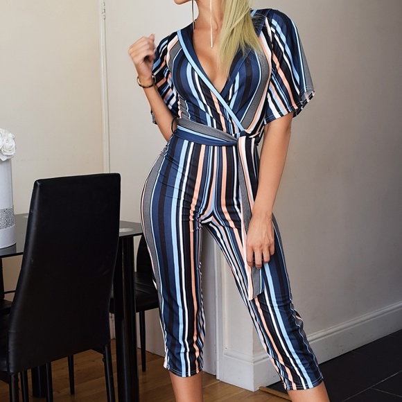 Pants - Striped Culotte Jumpsuit NWT